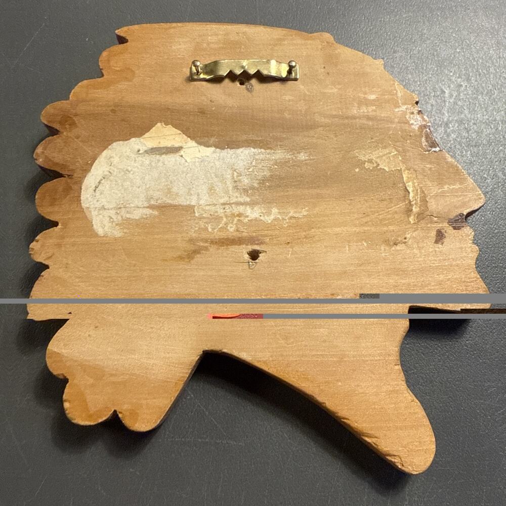 Vintage Hand Carved Wood Native American Indian Head Wall Plaque - Picture 2 of 2